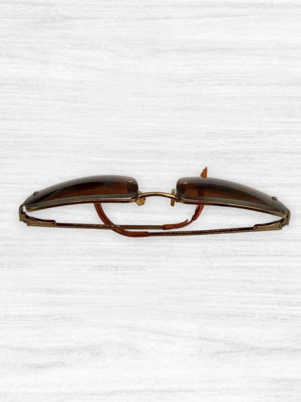 Ralph Lauren 972/S L6E Rimless Brown Gold Rectangle Eyeglasses Frames Y2K
